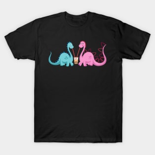 Dinosuars In love Boba Valetines Day vibes T-Shirt